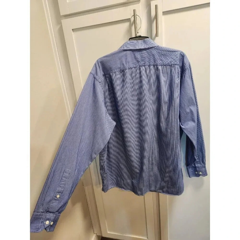 Ben Sherman Men's Blue Striped Button Down Long Sleeve Shirt Sz XL 17.5 - Picture 2 of 7